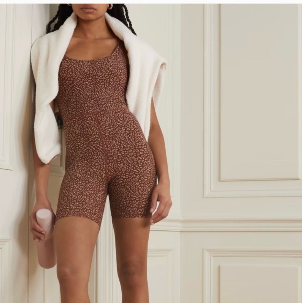 Brown Leopard-Print Fitted Romper - Picture 3 of 9